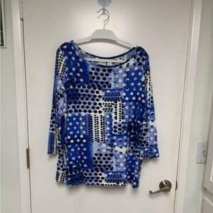 Chico’s Zenergy Blue Polka Dot Women's Top Size 3